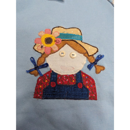 Extremely Me Girls Sz S (5/6) Pullover Sweatshirt Blue farm Girl Embroidered