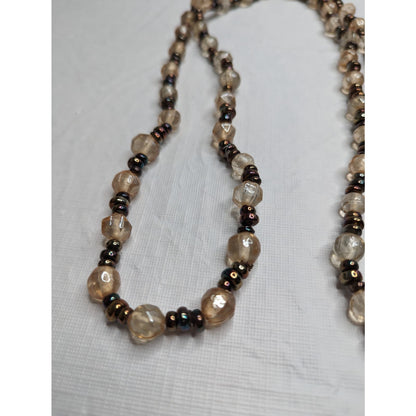 Vintage Mid Century Geometric Glass Single Strand Beaded Necklace