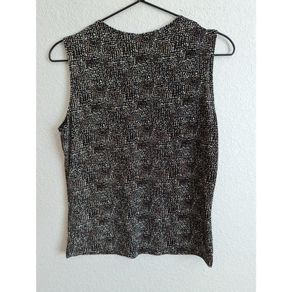 Susan Lawrence Womens Sz M Sleeveless Slinky Blouse Animal Print