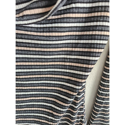 Ultra Flirt Womens Sz M Cowl Neck Mini Dress Gray Striped Ribbed