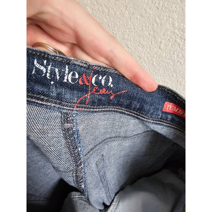 Style &amp; Co Jeans con corte de bota para mujer, talla 6, con control de barriga, lavado oscuro