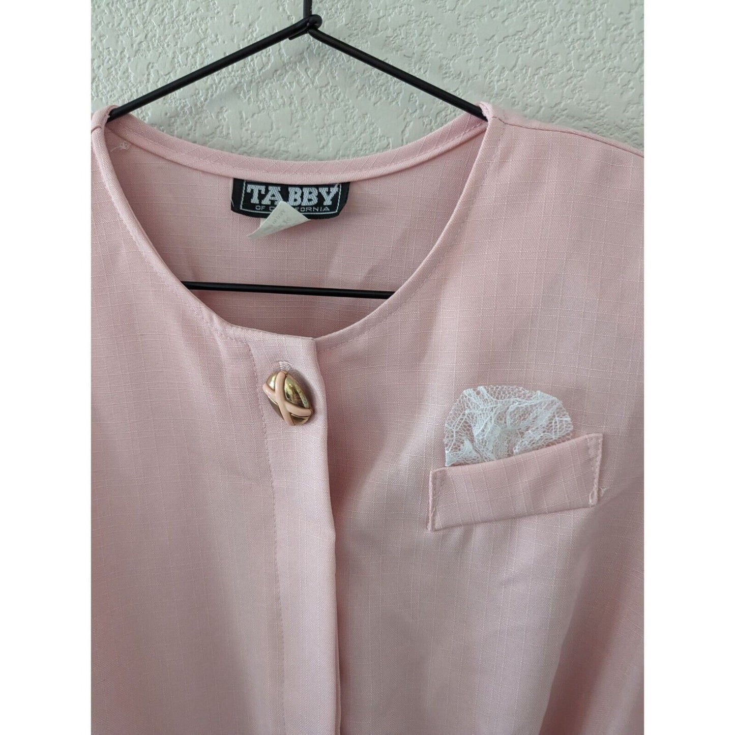 Vintage 1970s Tabby of California Sz 14 Light Pink Suit Dress Belted NEW
