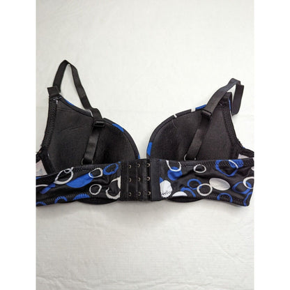 Vintage Isadora Paccini Womens Sz S T Shirt Bra Black Blue Polak Dot