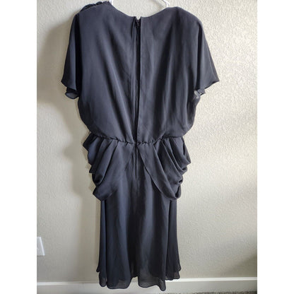 Vintage Jody California Womens Sz S Formal Dress Black Lace Draped Midi