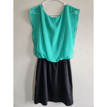 Candies Juniors Sz L Above Knee Dress Teal and Black Career Draped