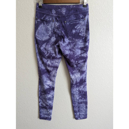 Hue Womens Sz XS Pull On Stretchy Jegging Jeans Purple Tie Dye