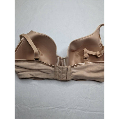 Vintage 1990s Vanity Fair Womens Sz 36DD T Shirt Bra Beige Gold Satin Trim