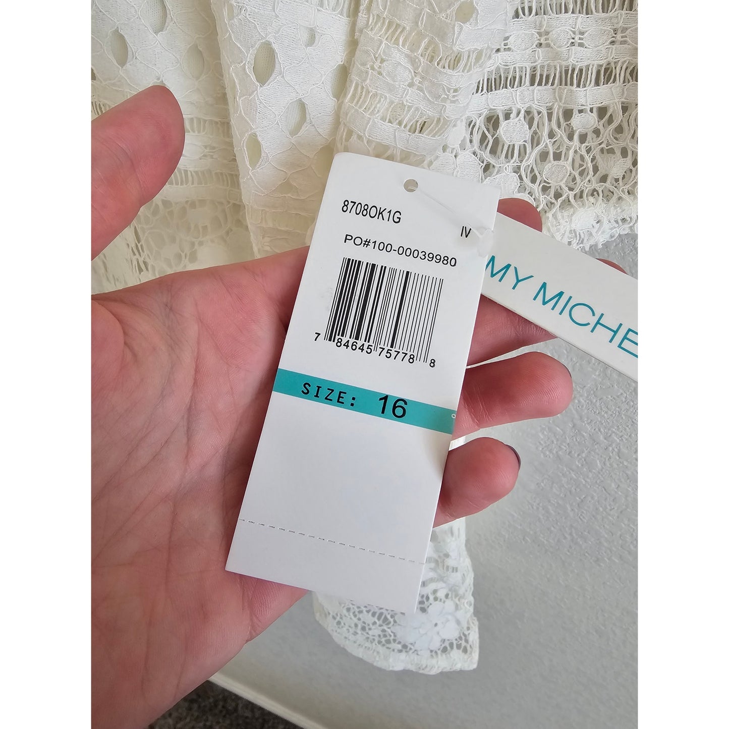 My Michelle Girls Sz 16 (XL) Above Knee Long Sleeve Ivory Lace Formal Dress