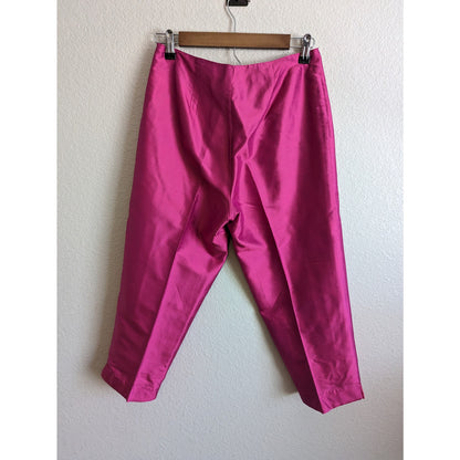 Clio Petites Womens Sz 4 100% Silk Pants Bright Pink 4P