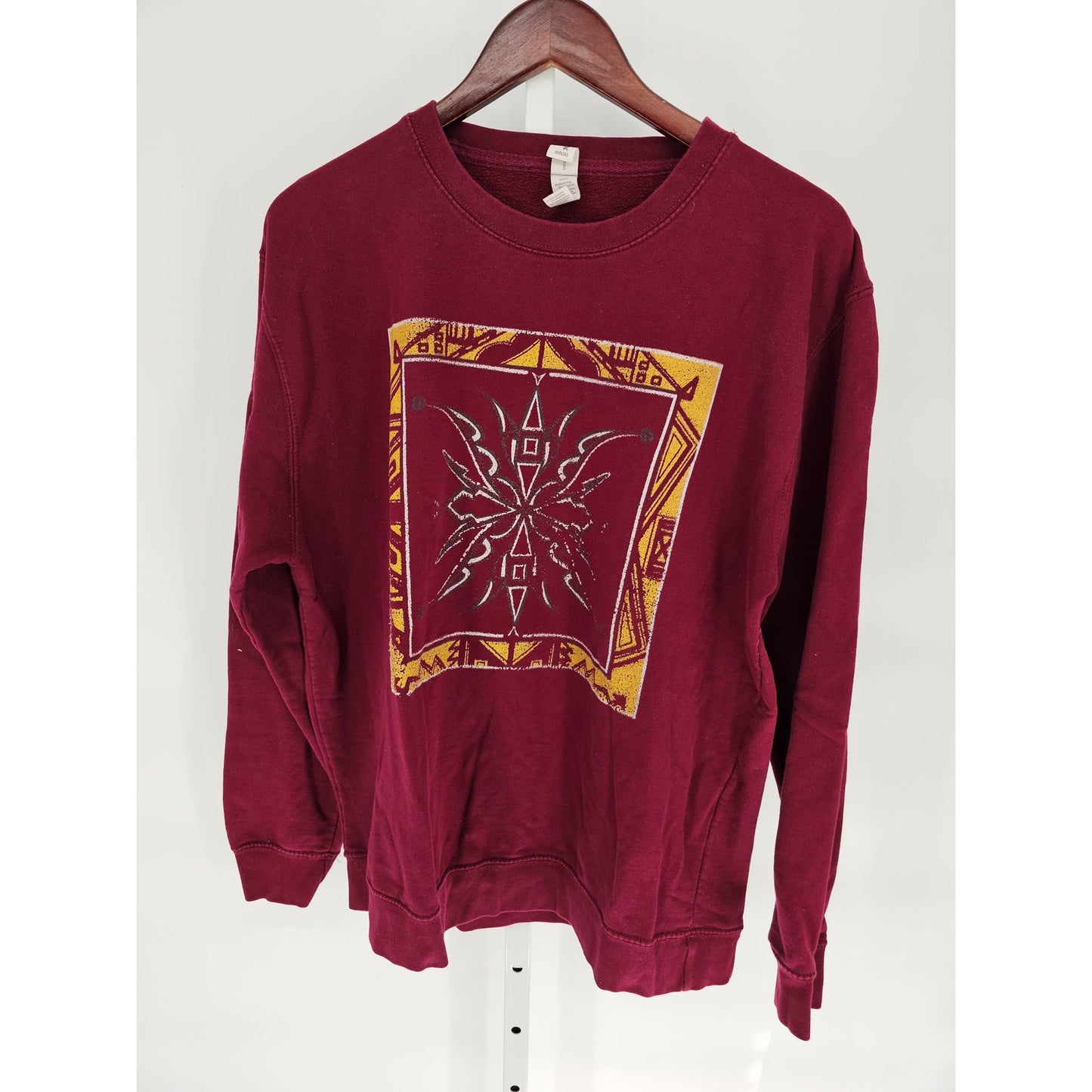 Just Hoods Womens Sz L Pullover Sweatshirt Red Gold Tarot Card Print