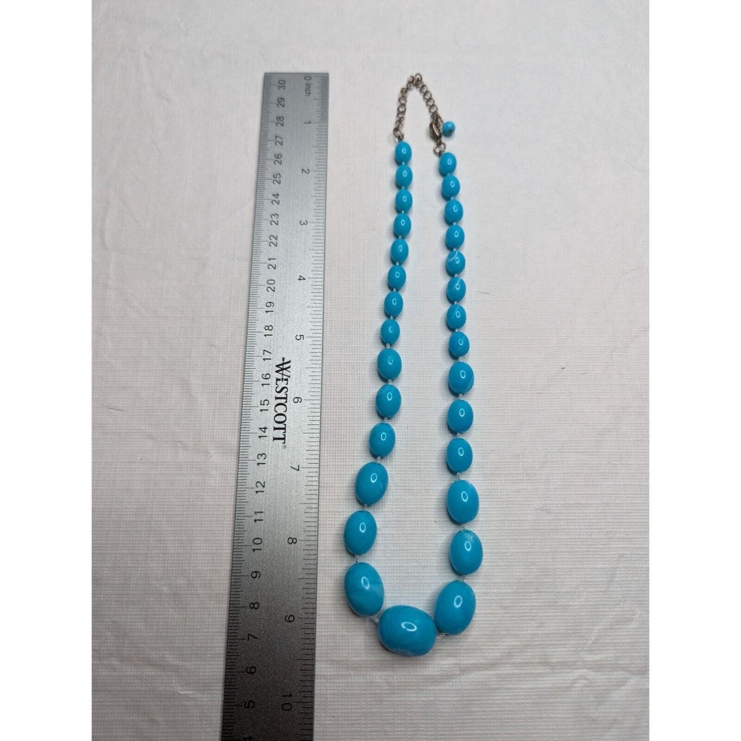 Vintage Graduated Oval Beaded Blue Stone Necklace