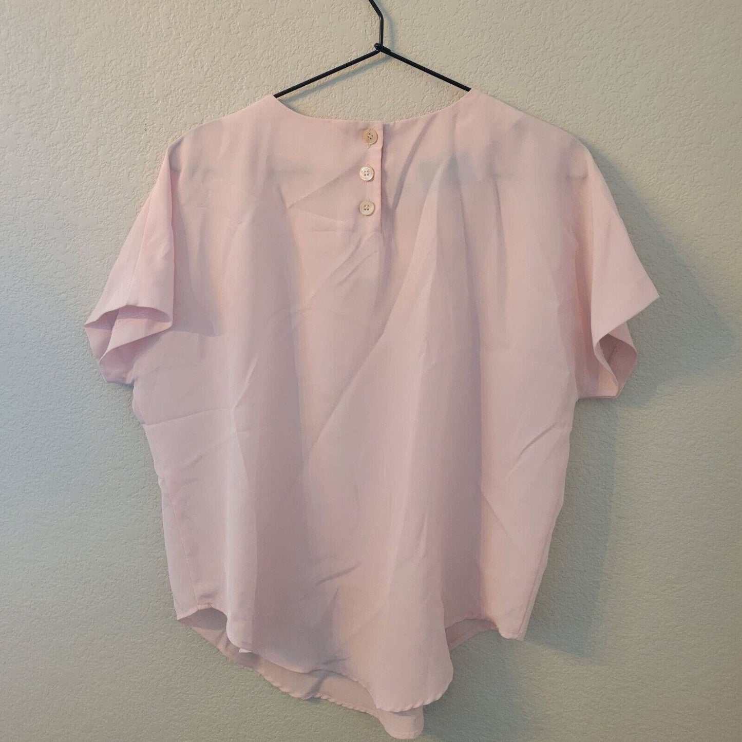 Vintage 1960s Gay Boyer New York Womens Sz 12 Light Pink Short Sleeve Blouse