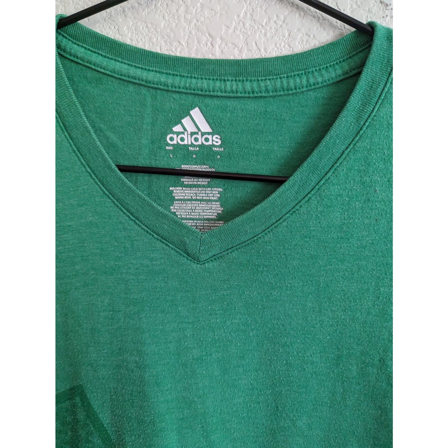 Adidas Womens Sz L Loose Fit Short Sleeve V Neck T shirt Green