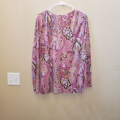 Announcements Maternity Womens Sz XL Long Sleeve Paisley Blouse Pink