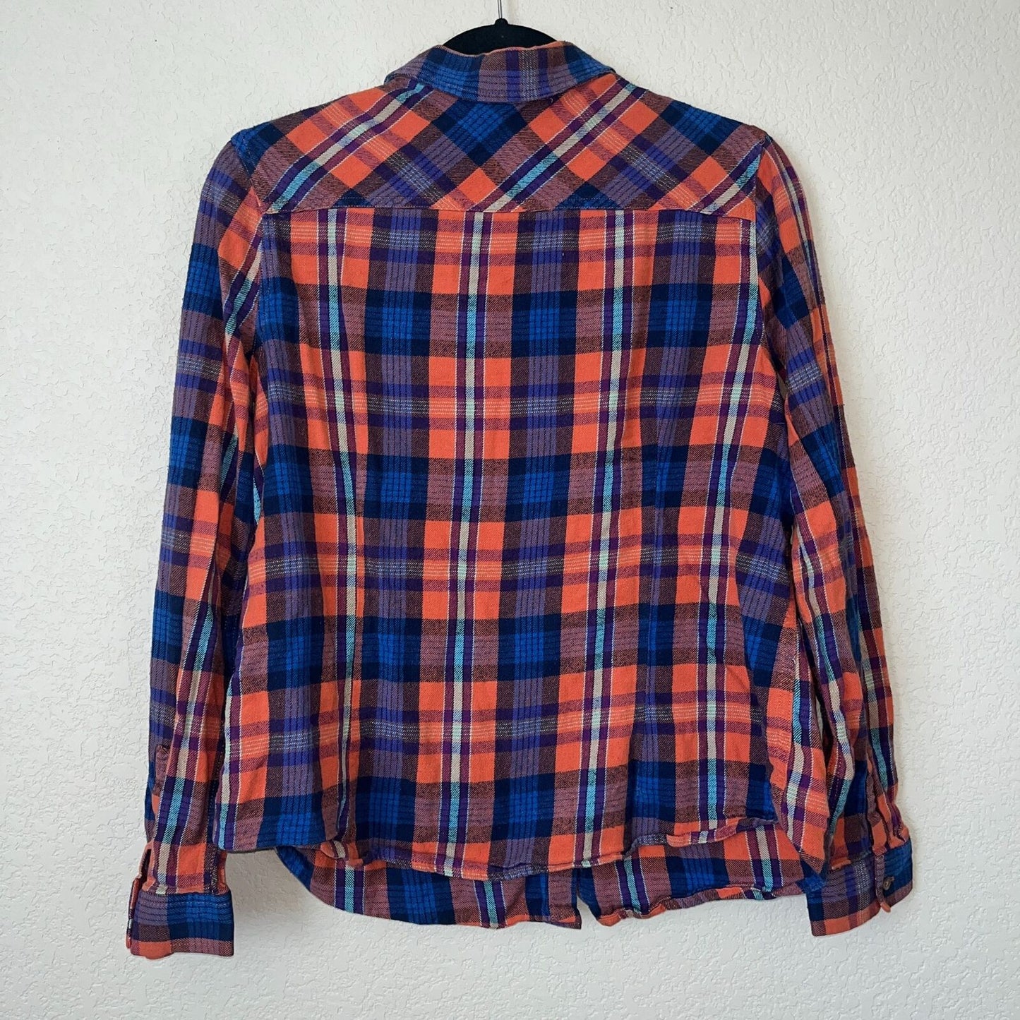 Mossimo Supply Womens Sz XL Long Sleeve Button Down Shirt Blue Orange