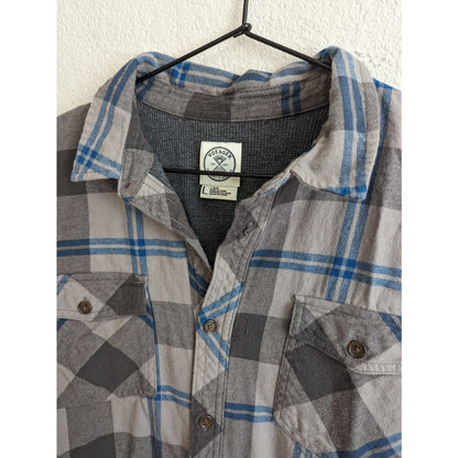 Voyager Mens Sz L Fleece Lined Shacket Shirt Jacket Gray Blue Plaid