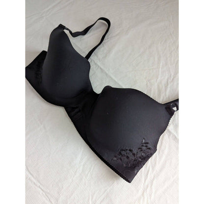 Hanes Womens Sz 36C Seamless T Shirt Bra Solid Black W027