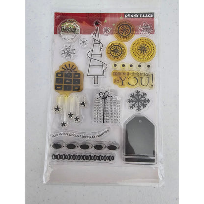 Penny Black Merry Christmas Clear Rubber Stamp Set Giving & Receiving