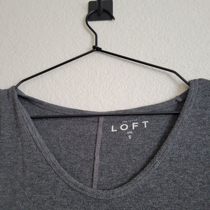 Ann Taylor LOFT Womens Sz S High Low Hem Slouchy T Shirt Gray