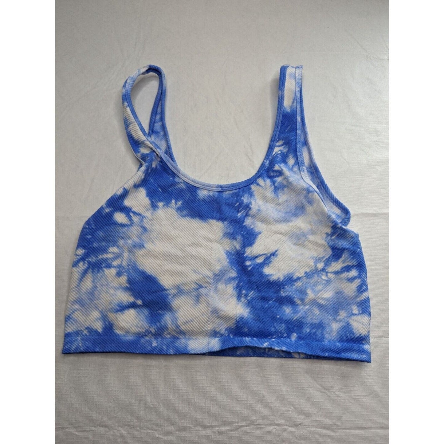 No Boundaries Juniors Sz XXL Longline Bralette Blue Tie-dye Ribbed