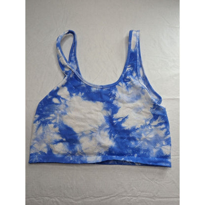 No Boundaries Juniors Sz XXL Longline Bralette Blue Tie-dye Ribbed