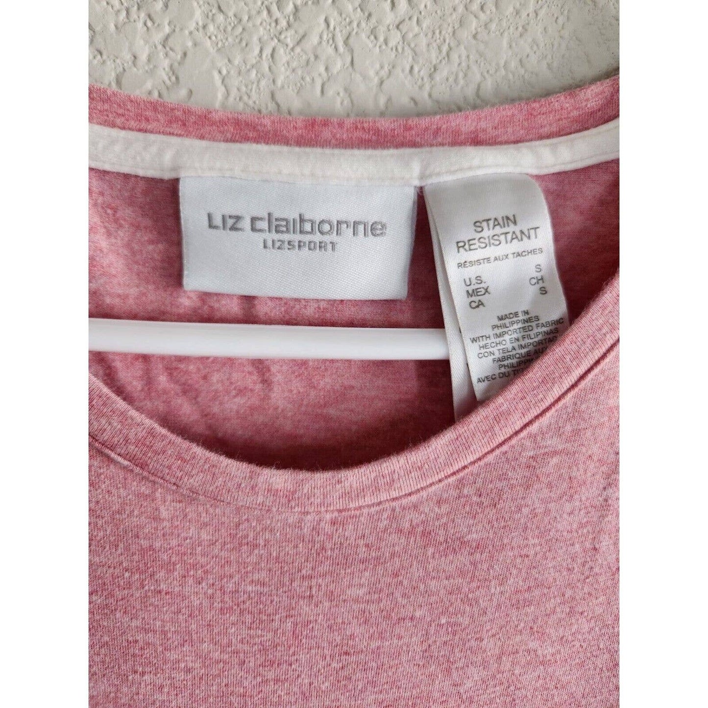 Liz Claiborne Womens Sz S Long Sleeve Cotton T Shirt Light Pink Crewneck