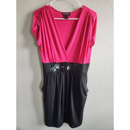 Vintage Y2K Delirious mujeres Sz L rodilla longitud vestido de carrera rosa negro