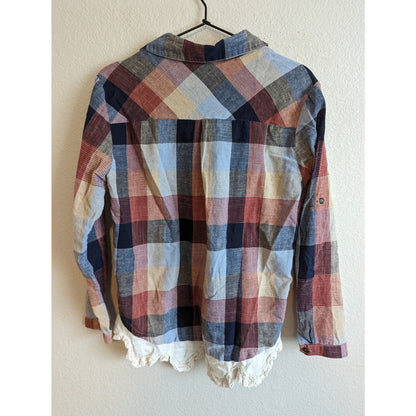 Promesa USA Womens Sz S Button Front Plaid Shirt 100% Cotton