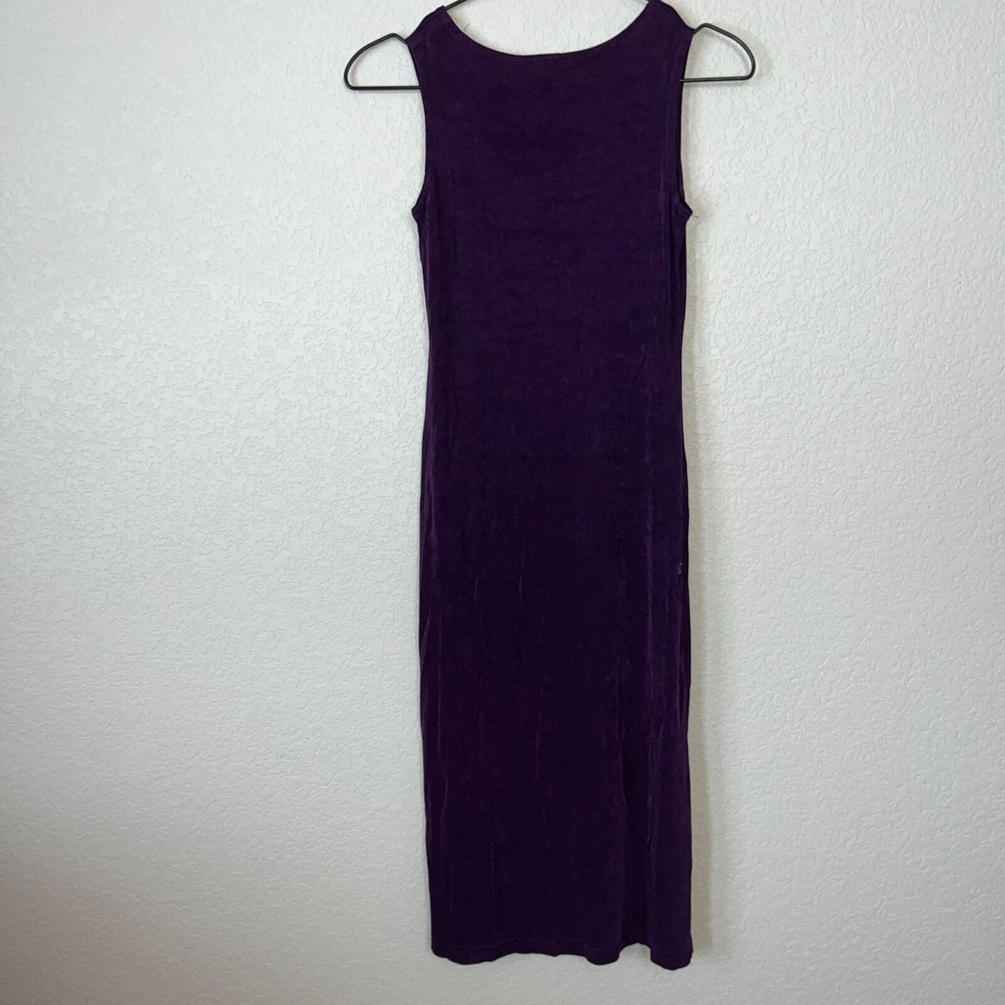 Vintage 1990s Womens Sz S Dark Purple Midi Pencil Dress Slinky