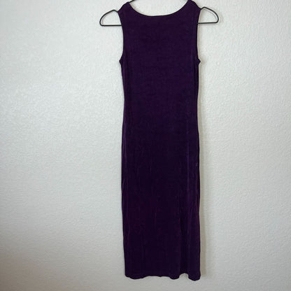 Vintage 1990s Womens Sz S Dark Purple Midi Pencil Dress Slinky