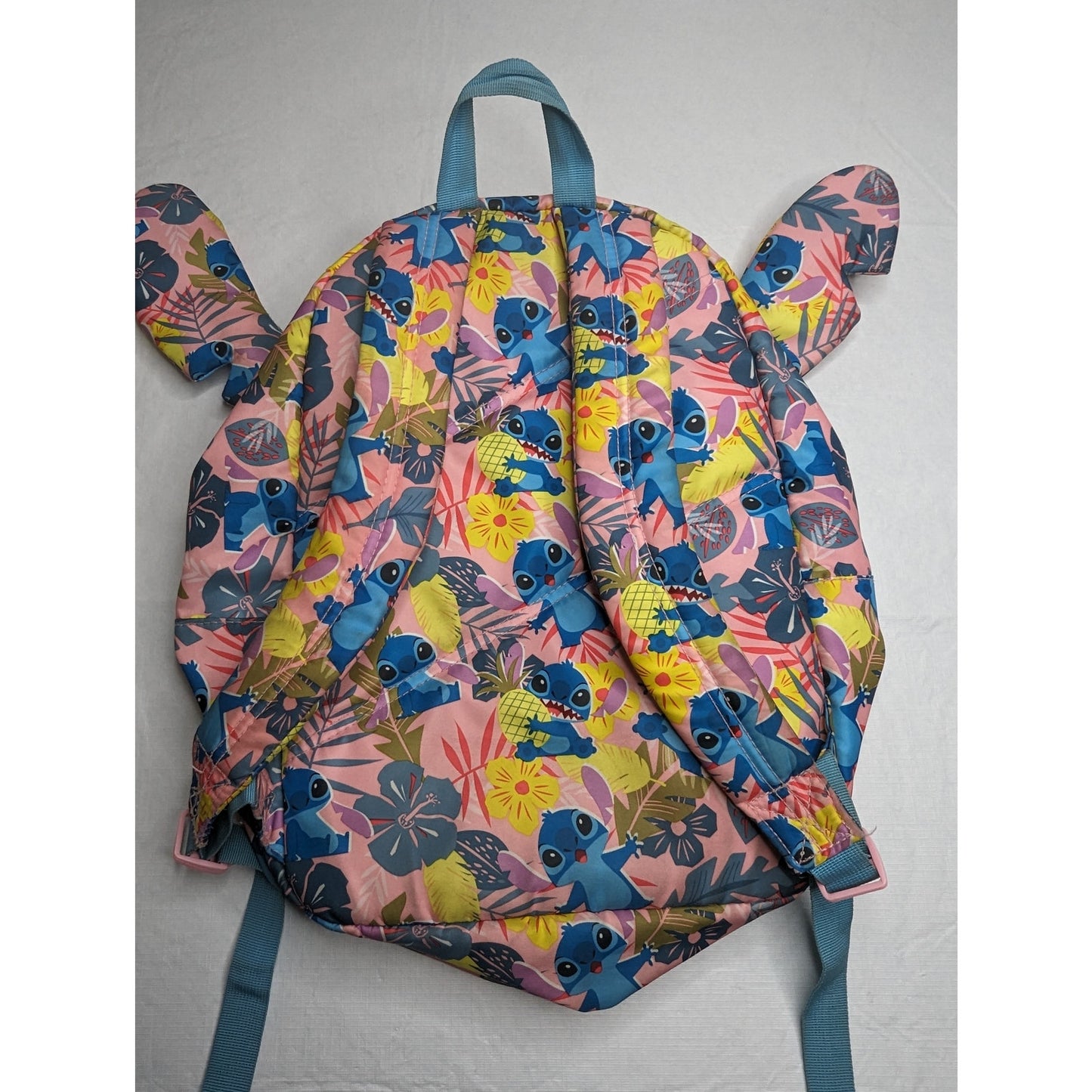 Rare Discontinued Disney Store Lilo and Stitch Backpack w/ Ears Pink Blue Floral