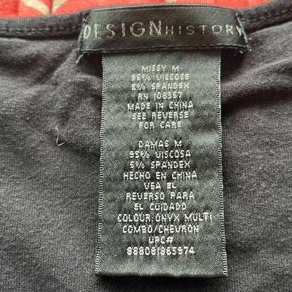 Design History Womens Sz M Maxi Dress Black Gray Pink Chevron Print