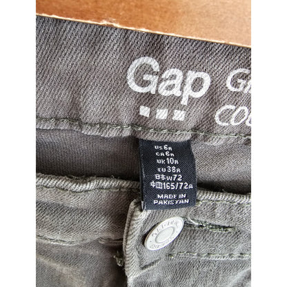 Gap Womens Sz 6 Girlfriend Fit Skinny Jeans Distressed Dark Green