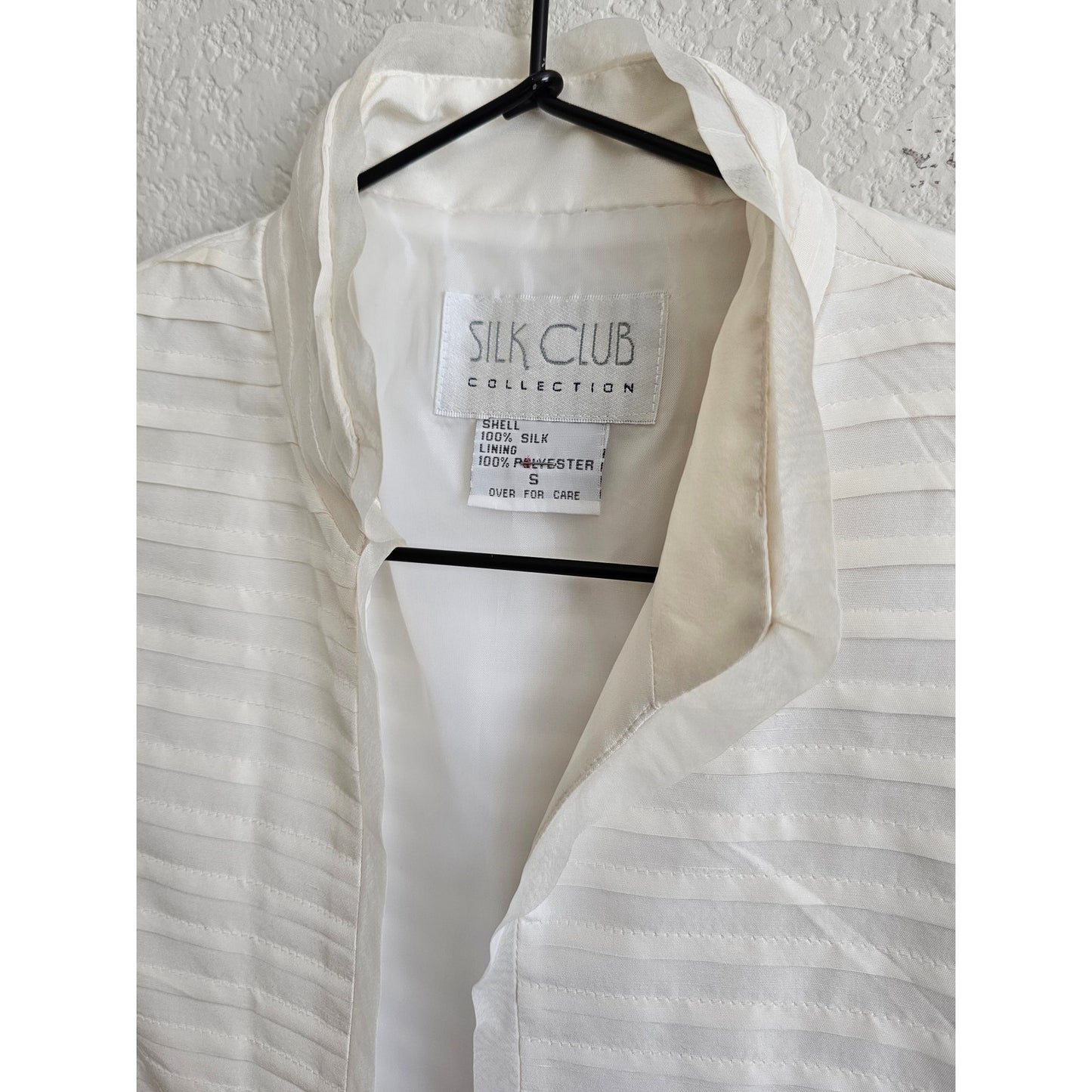 Silk Club Collection Womens Sz S 100% Silk Blazer Jacket White
