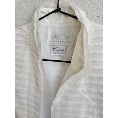 Silk Club Collection Womens Sz S 100% Silk Blazer Jacket White