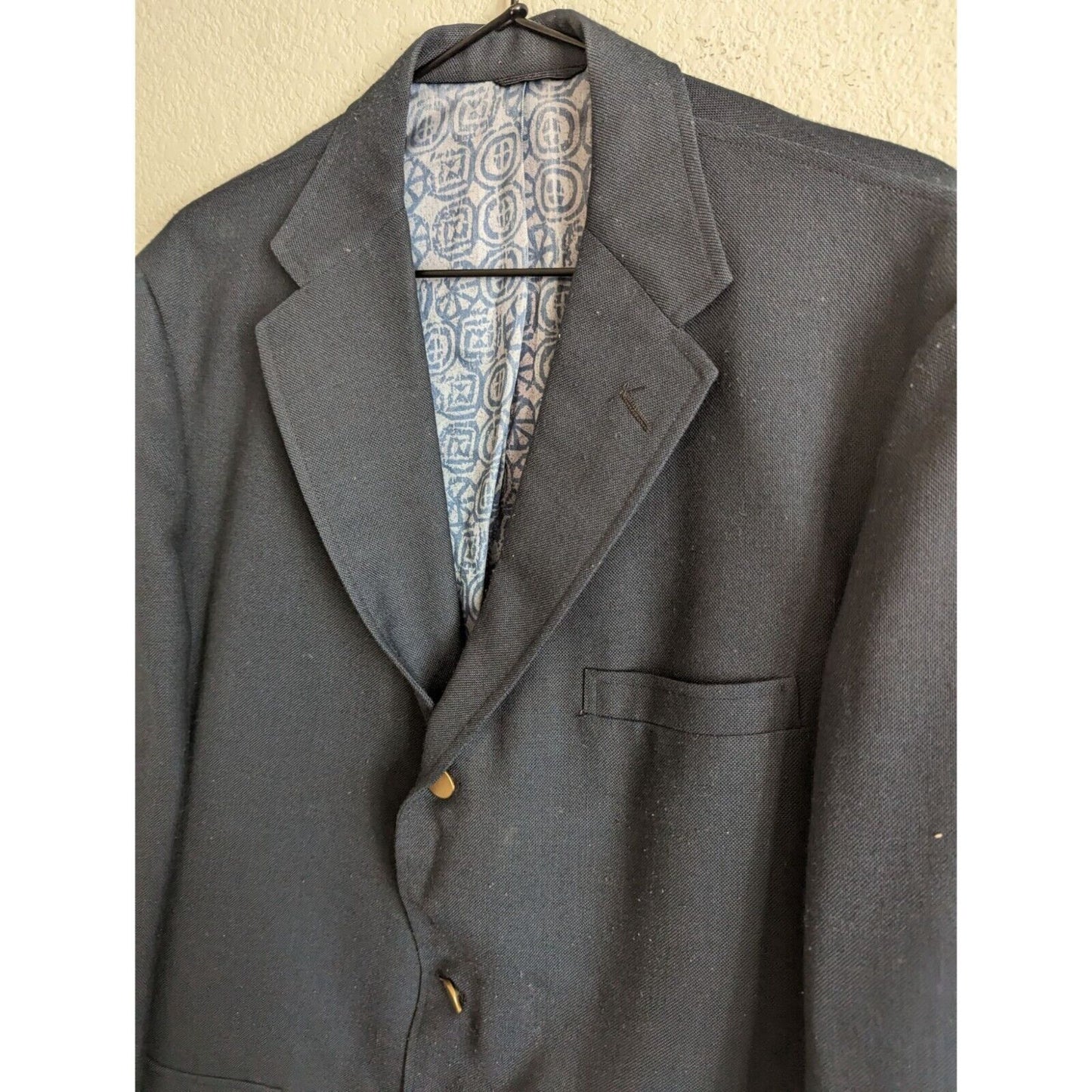 Vintage 1970s Palm Beach Mens 3 Button Suit Coat Navy Blue Sz 42R