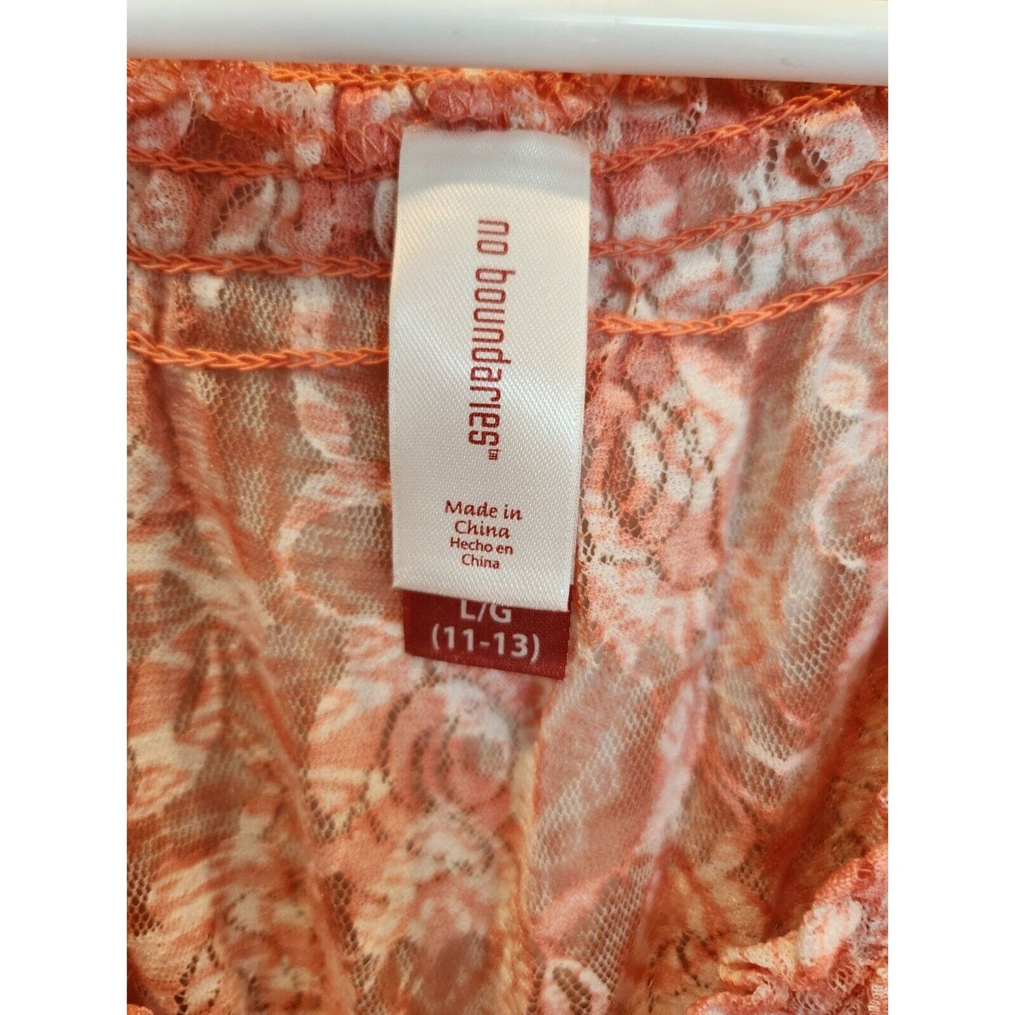 No Boundaries Juniors Sz L Pastel Orange Lace Top Boho