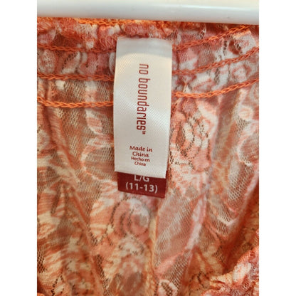 No Boundaries Juniors Sz L Pastel Orange Lace Top Boho