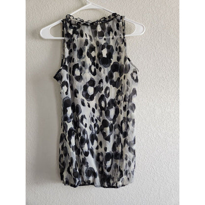 Vintage Y2K Charlotte Russe Womens Sz M Blouse Cheetah Print Black Gray