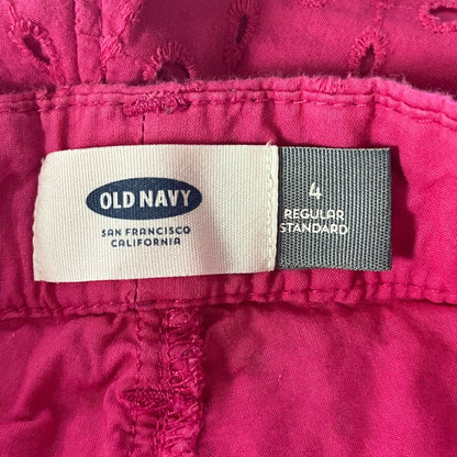 Old Navy Womens Sz 4 Bright Pink Chino Shorts Cotton