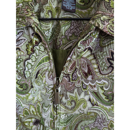Madison Michelle Womens Sz M Lightweight Zip Up Crinkle Jacket Green Floral
