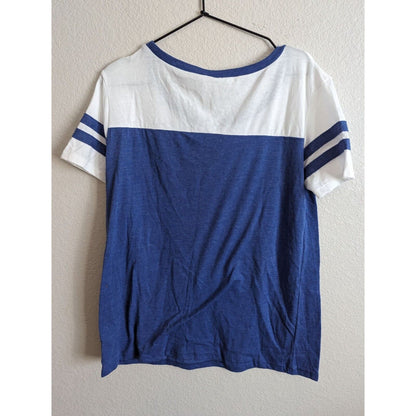 Alternative Womens Sz L Short Sleeve T Shirt Blue and White