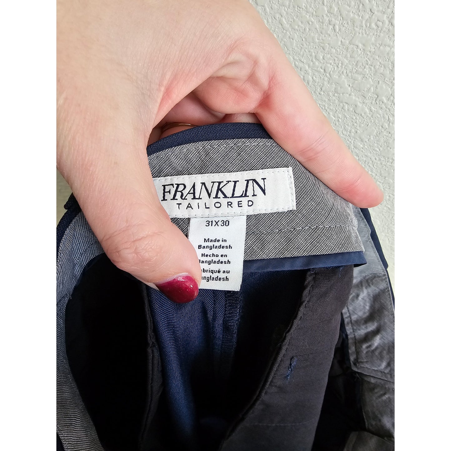 Franklin Tailored Mens Sz 31x30 Classic Fit Dress Pants Navy Blue Pleated