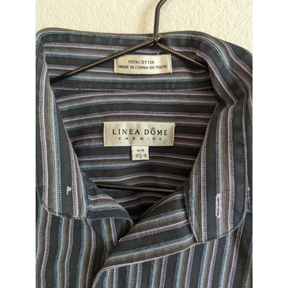 Linea Dome Chemise Mens Sz M Button Down Long Sleeve Dress Shirt Cotton Striped