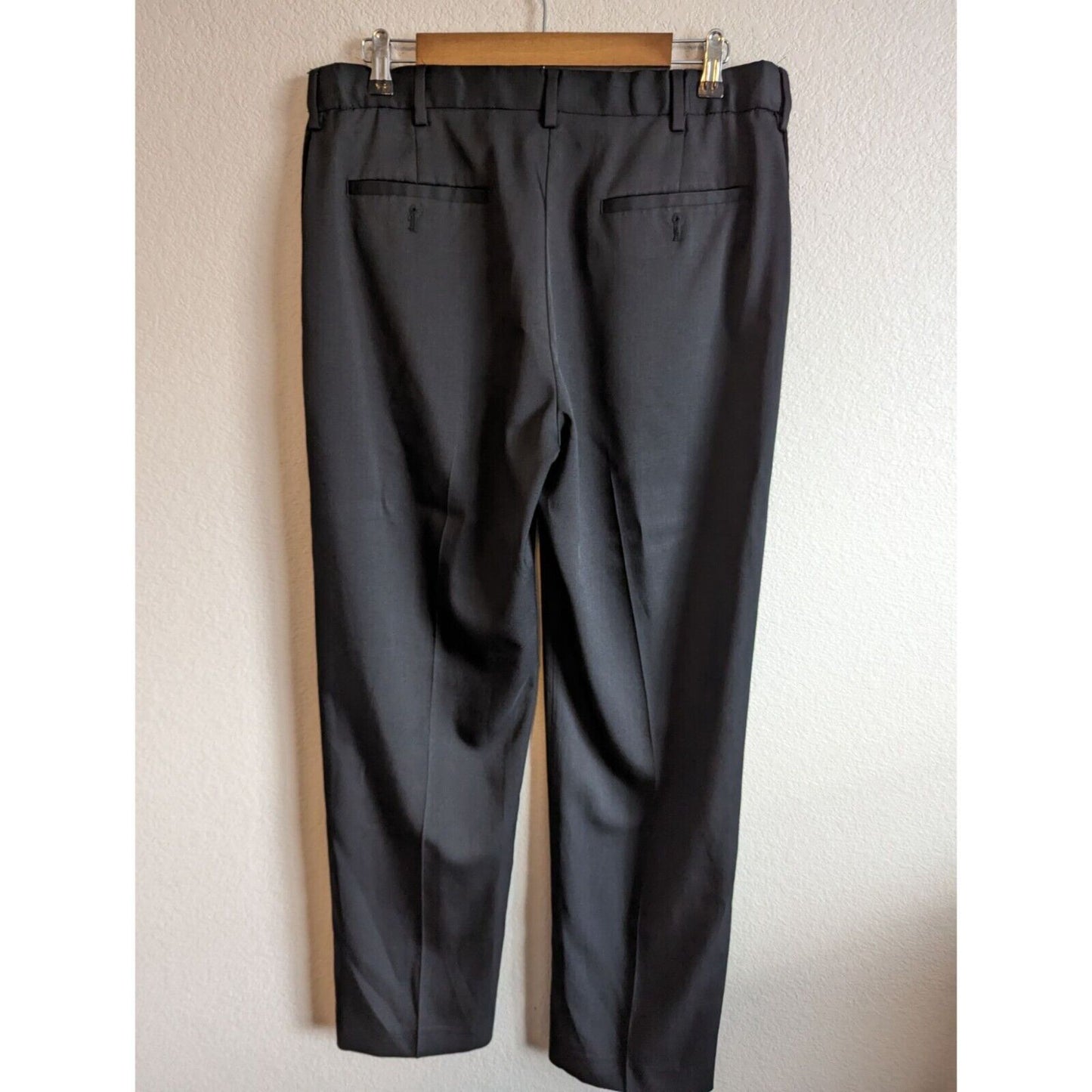 Savane Mens Sz 34x32 Solid Black Flat Front Dress Pants