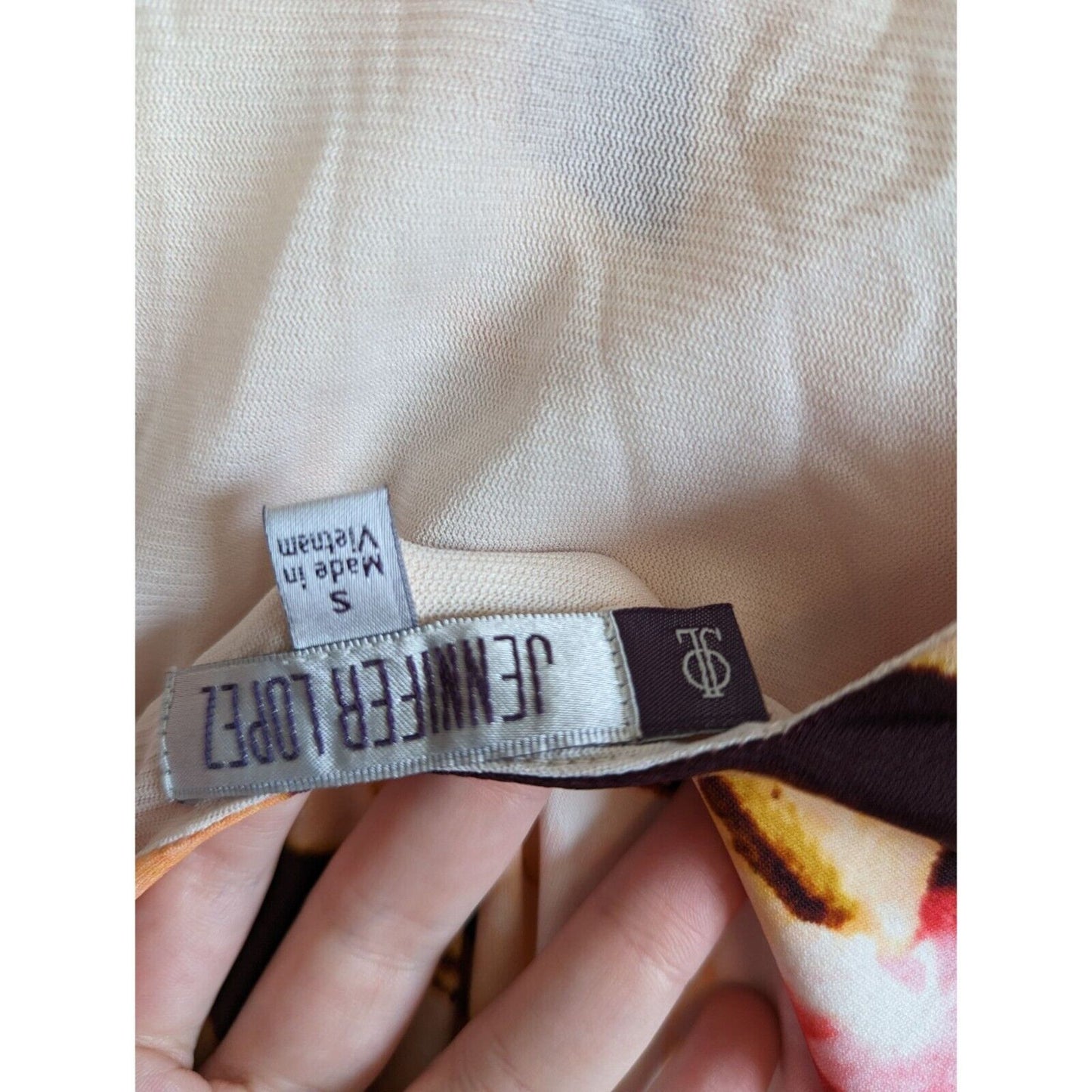 Jennifer Lopez Womens Sz S Long Sleeve Mini Dress Abstract Print Scoop Back