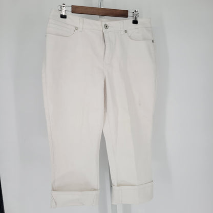 Coldwater Creek Womens Sz 12 Cropped Cuff White Denim Jeans