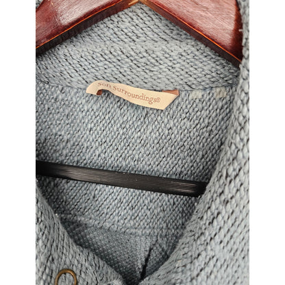 Soft Surroundings Womens Sz 1X Snap Front Boyfriend Shacket Light Blue Cotton