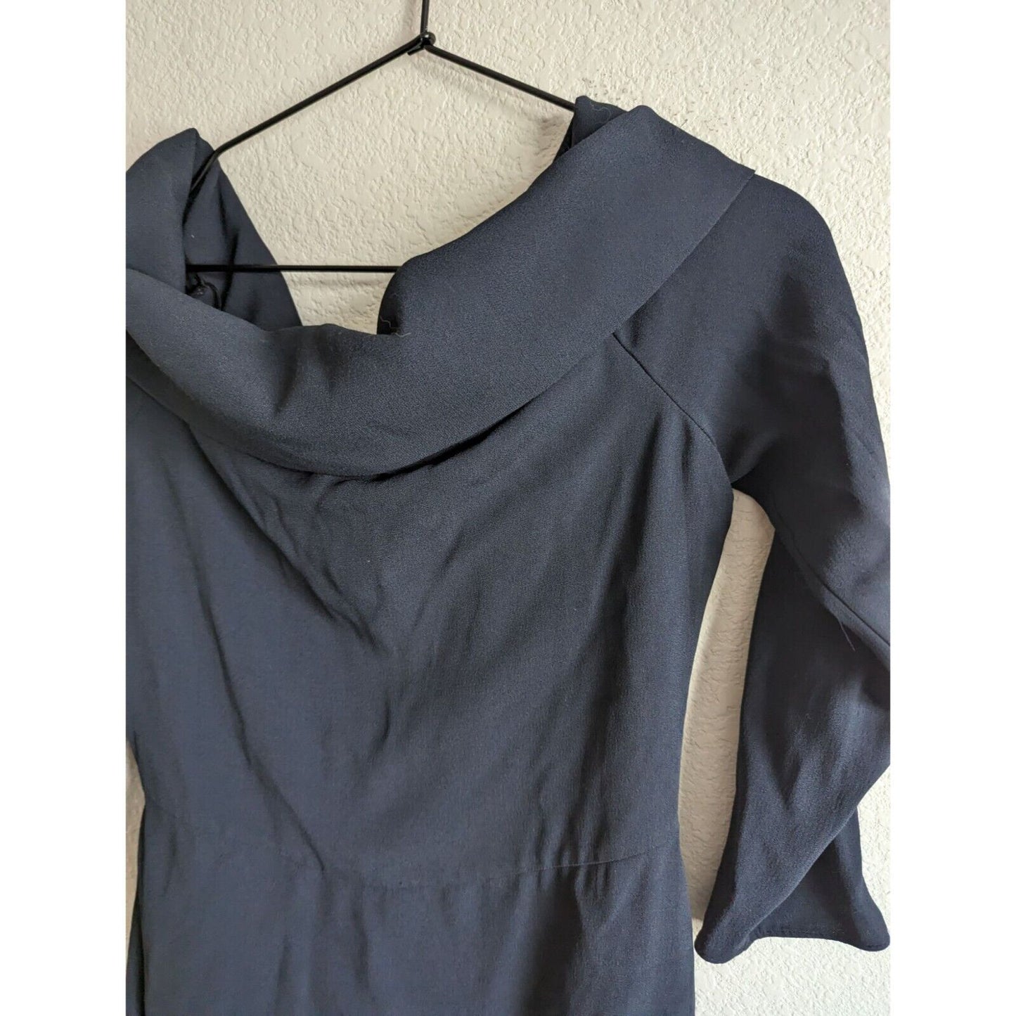 Theory Womens Sz 8 Elegant Mini Dress Deep Navy Off Shoulder NEW