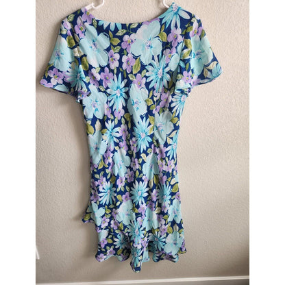 Vintage 1990s K & Company Womens Sz 12 Midi Floral Sundress Dress Blue